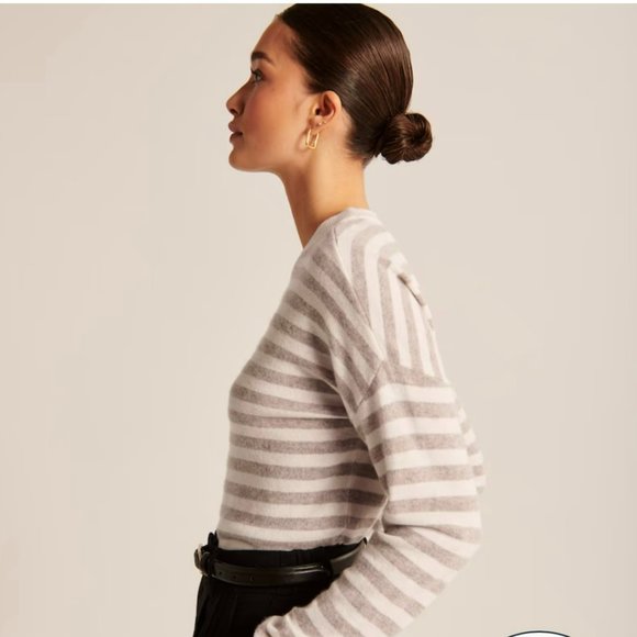 Abercrombie & Fitch Cashmere Striped Scoopneck Sweater 100% Cashmere XXS NWT - Picture 3 of 6
